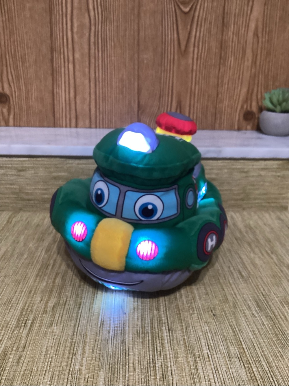 Hess Plush Light-Up Green Rescue Toy Tug Boat for Kids and Sings